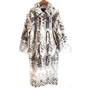 WOOLRICH Aztec Wool Concho Fringe Coat S